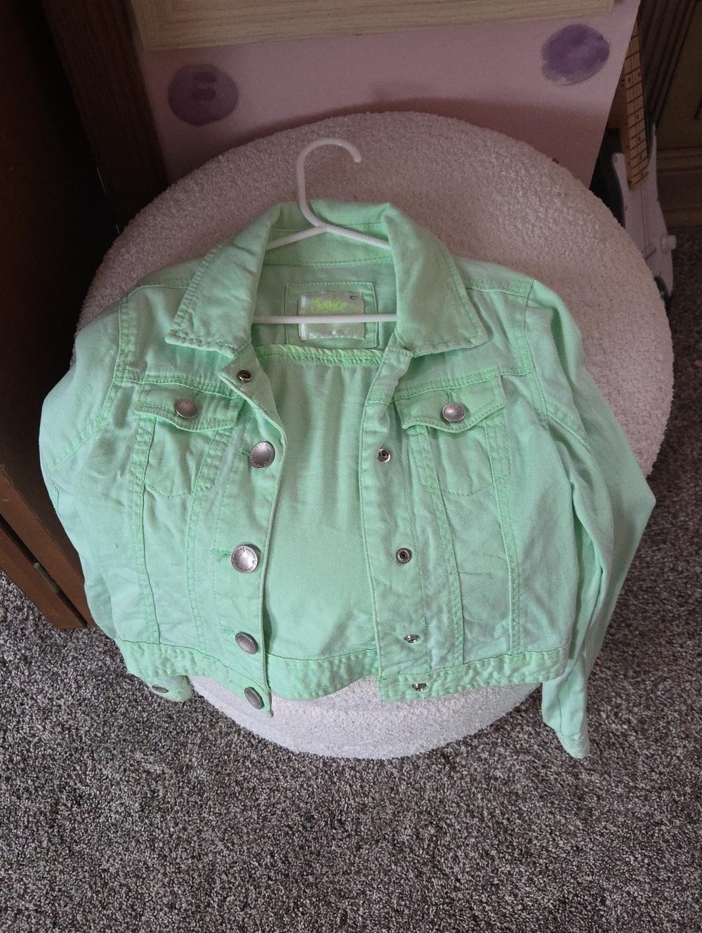 Justice Mint Green Denim Jacket for Kids